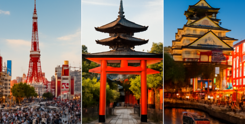 Perbandingan tiga kota di Jepang: Tokyo, Kyoto, dan Osaka